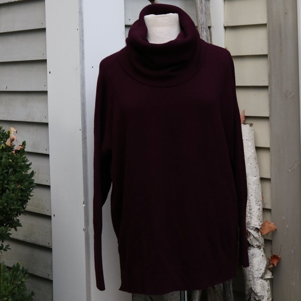 French Connection Plus Size Plum Long Turtleneck Sweater Sz 2X